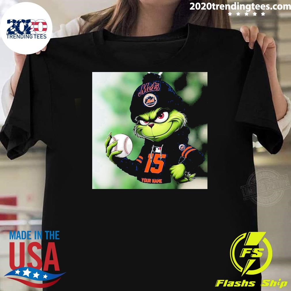 Funny Grinch New York Mets Mlb Custom Name Christmas 2024 T-shirt