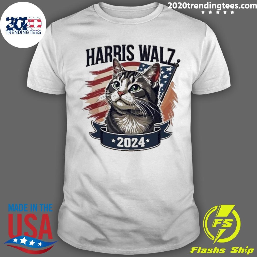 Funny Harris Walz 2024 Cat Kamala Harris Tim Walz Waltz 2024 T-shirt