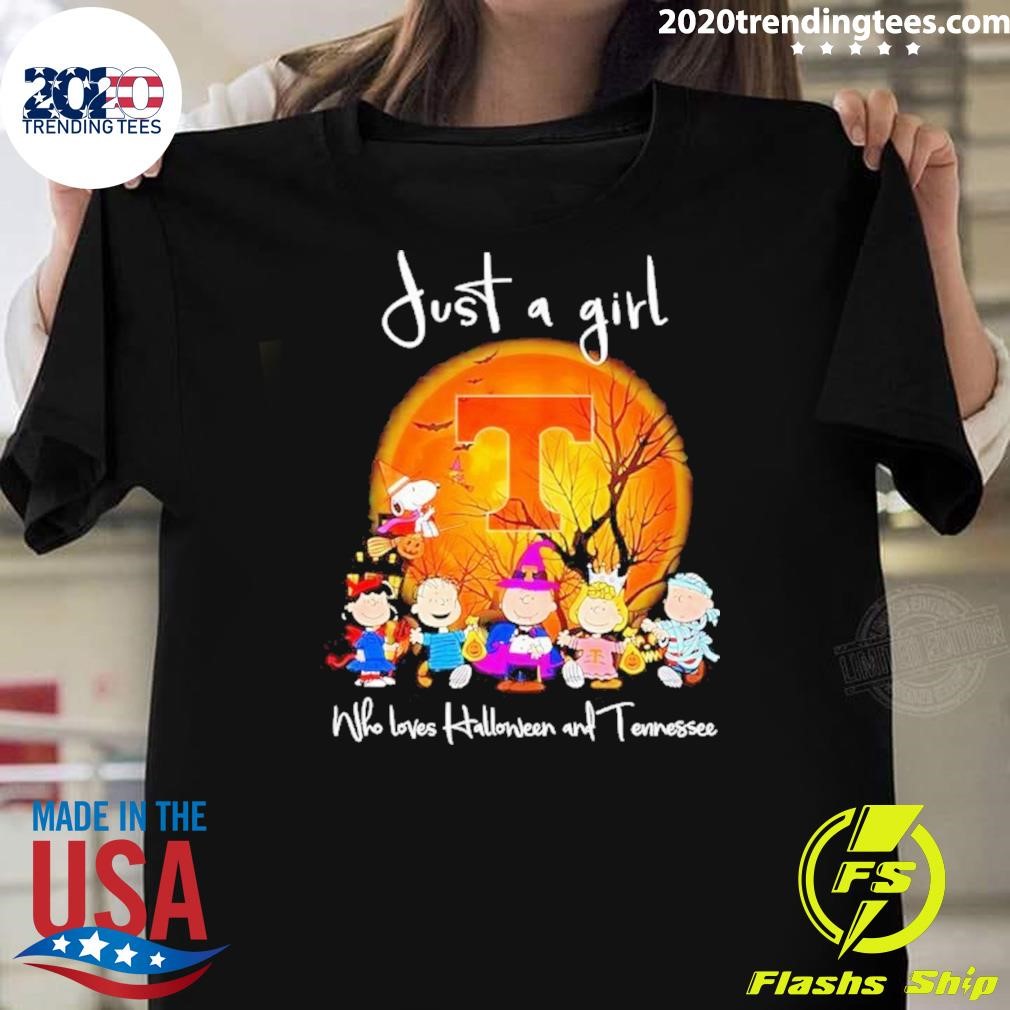 Funny Just A Girl Who Love Halloween And Tennessee Volunteers T-shirt