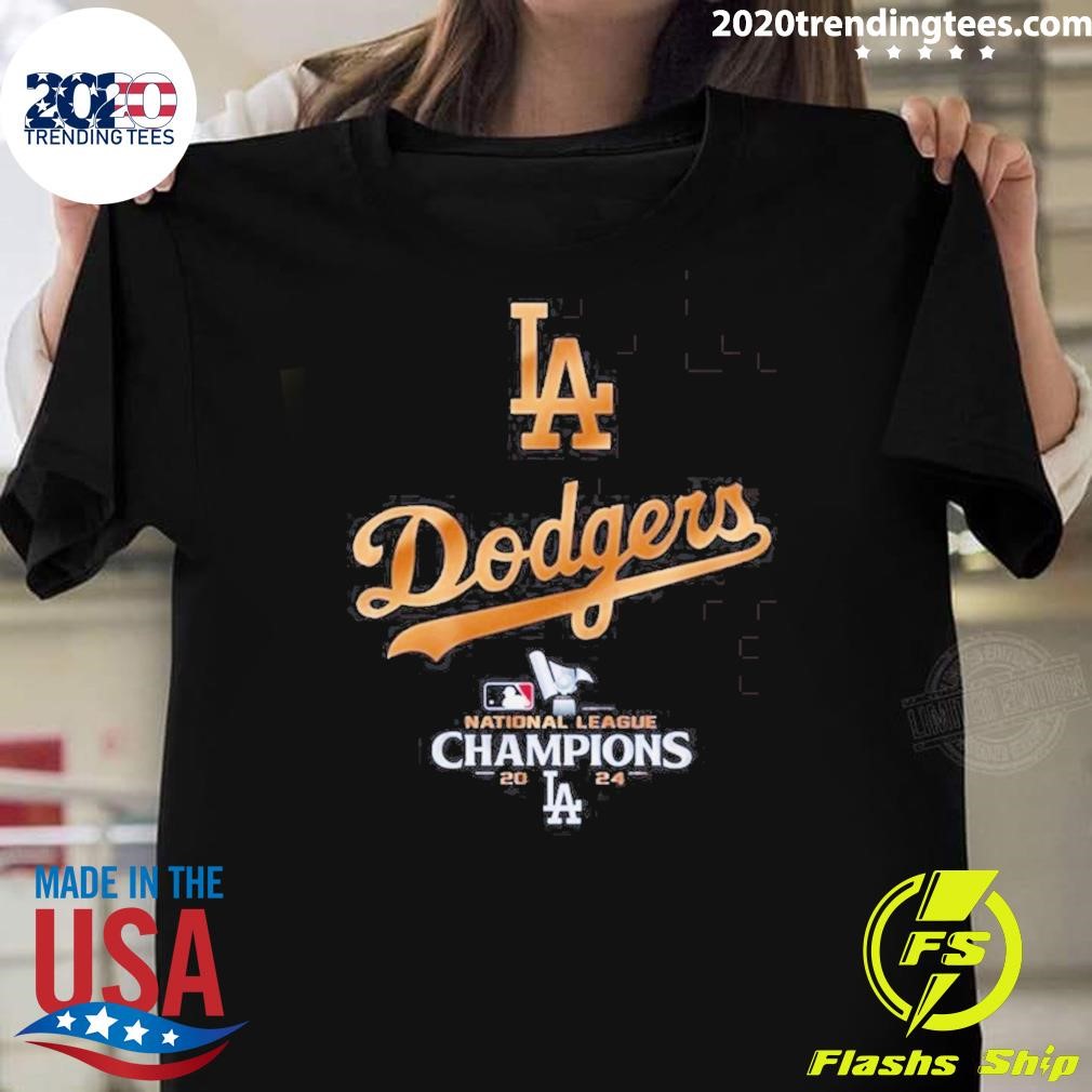 Funny Los Angeles Dodgers 2024 MLB National League Champions Gold Logo T-shirt