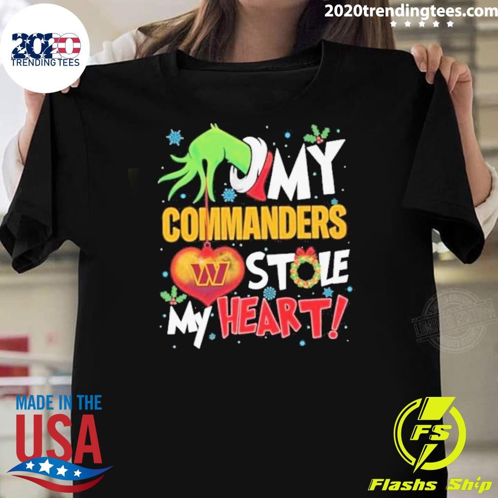 Funny My Heart Footbal Grinch Hand My Washington Commanders Stole 2024 T-Shirt