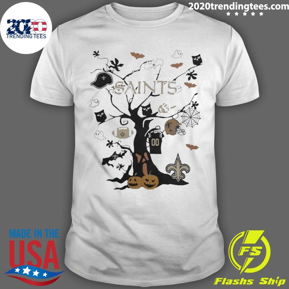 Funny Nfl Team Tree Halloween New Orleans Saints 2024 T-shirt