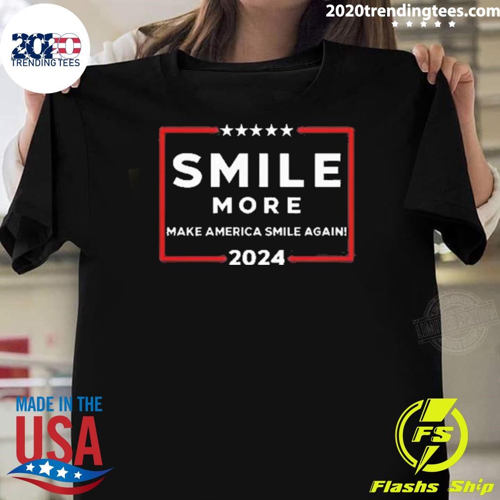 Funny Roman Atwood Wearing Smile More Make America Smile Again 2024 T-shirt