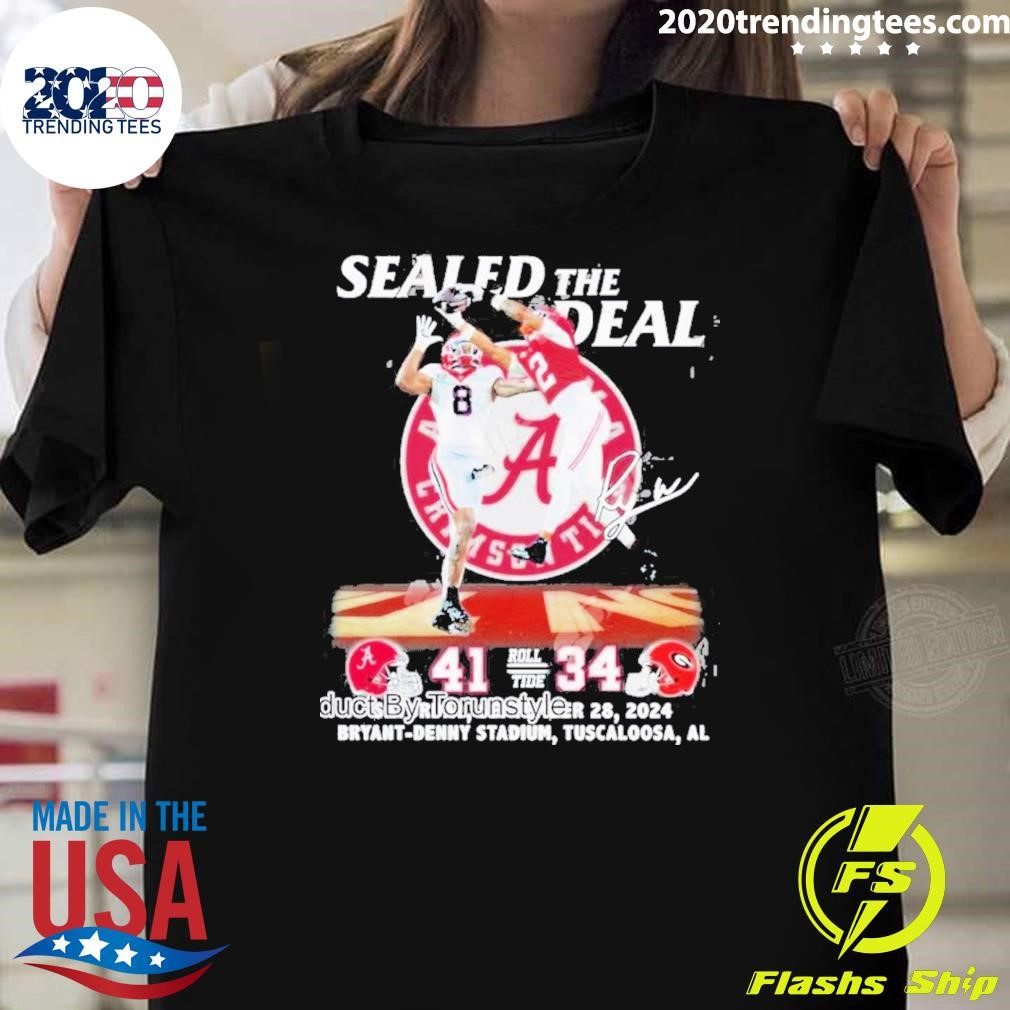 Funny Saban Field 2024 The Deal 41-34 Bryant-Denny Stadium Alabama Crimson Tide 2024 T-shirt