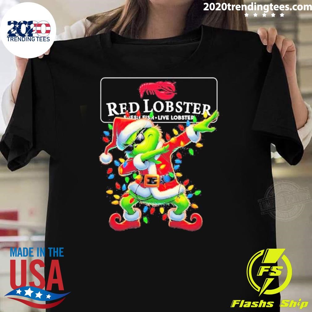 Funny Santa Grinch Dabbing Red Lobster Merry Christmas 2024 Light T-shirt