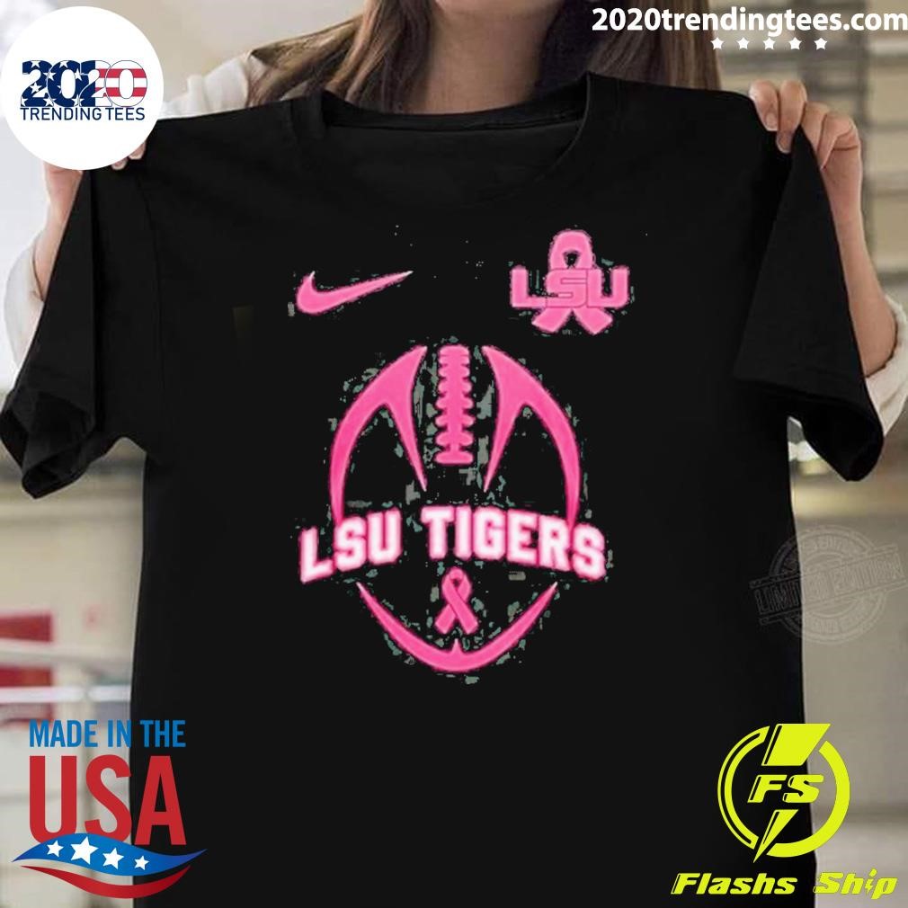 Funny Tackle Breast Cancer Geaus Pink Out Lsu Tigers 2024 T-shirt