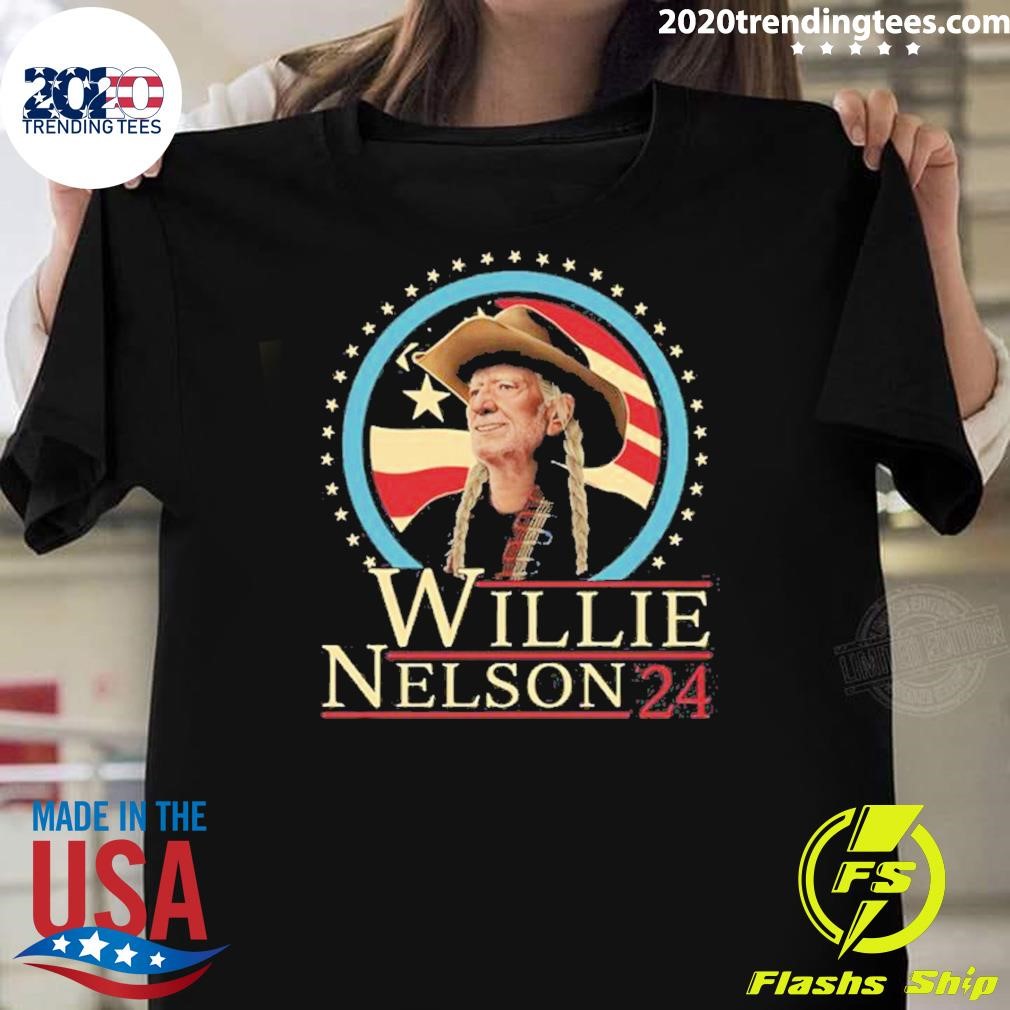 Funny Willie Nelson Fans Gift Graphics American Flag T-Shirt