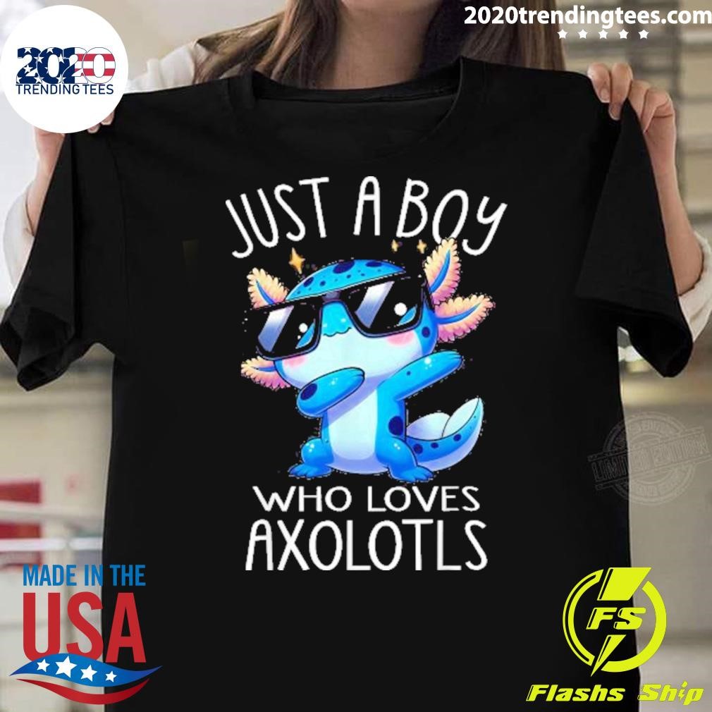 Nice Axolotl Kawaii Just A Boy Who Loves Axolotls Dabbing Axolotl 2024 T-shirt