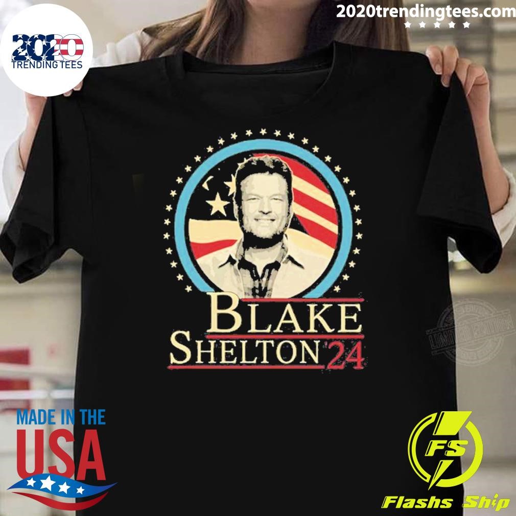 Nice Blake Shelton '24 Fans Gift Graphics American Flag T-Shirt