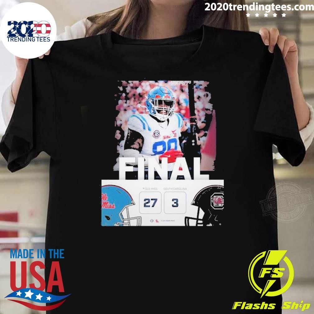 Nice Carolina Football 2024 Ole Miss Wins 27 3 Game Final Score T-Shirt