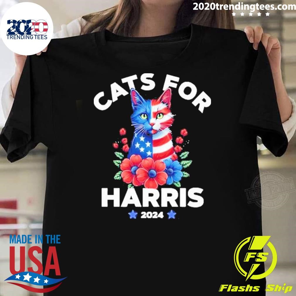 Nice Cats For Harris American Flag President 2024 T-shirt