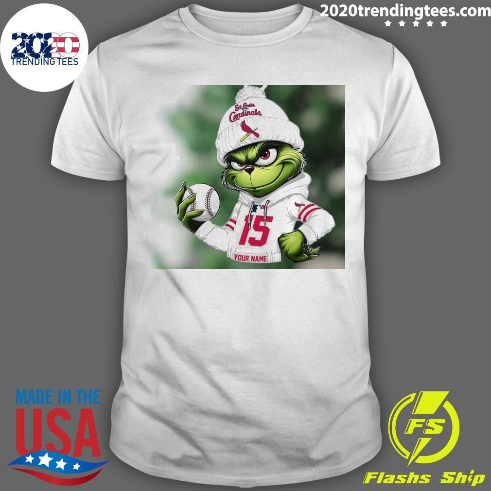 Nice Grinch St Louis Cardinals Mlb Custom Name Christmas 2024 T-shirt