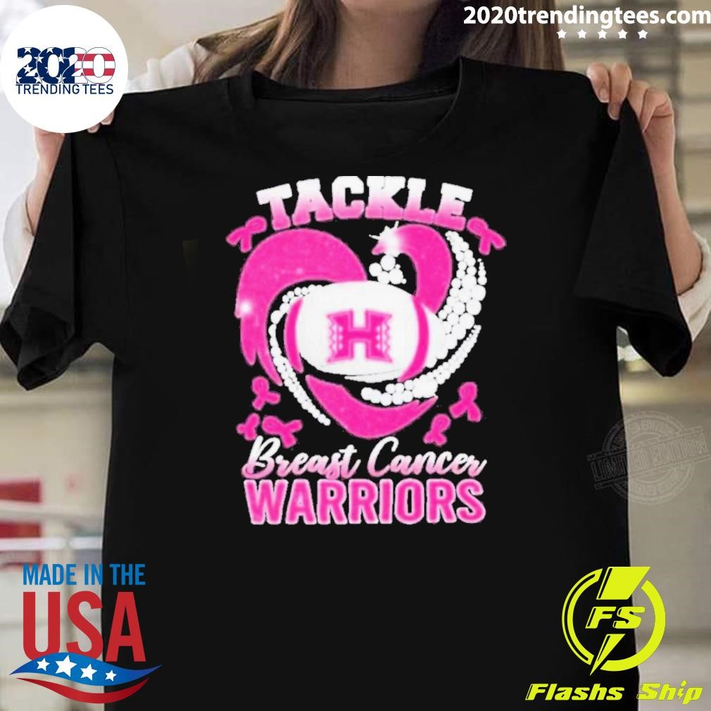 Nice Hawaii Rainbow Warriors Tackle Breast Cancer 2024 Heart T-Shirt