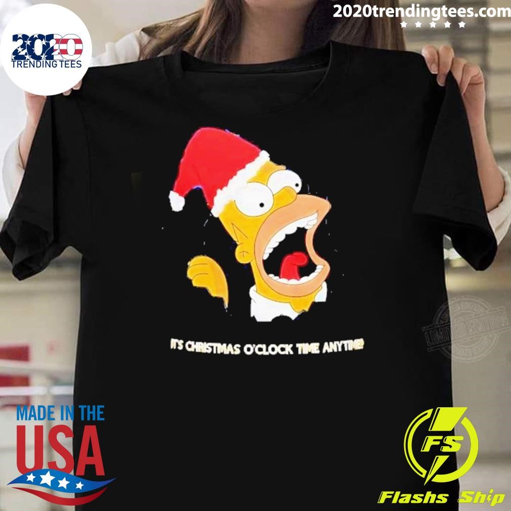 Nice Homer Simpson Santa It’s Christmas O’clock Time Anytime Merry Christmas 2024 T-shirt