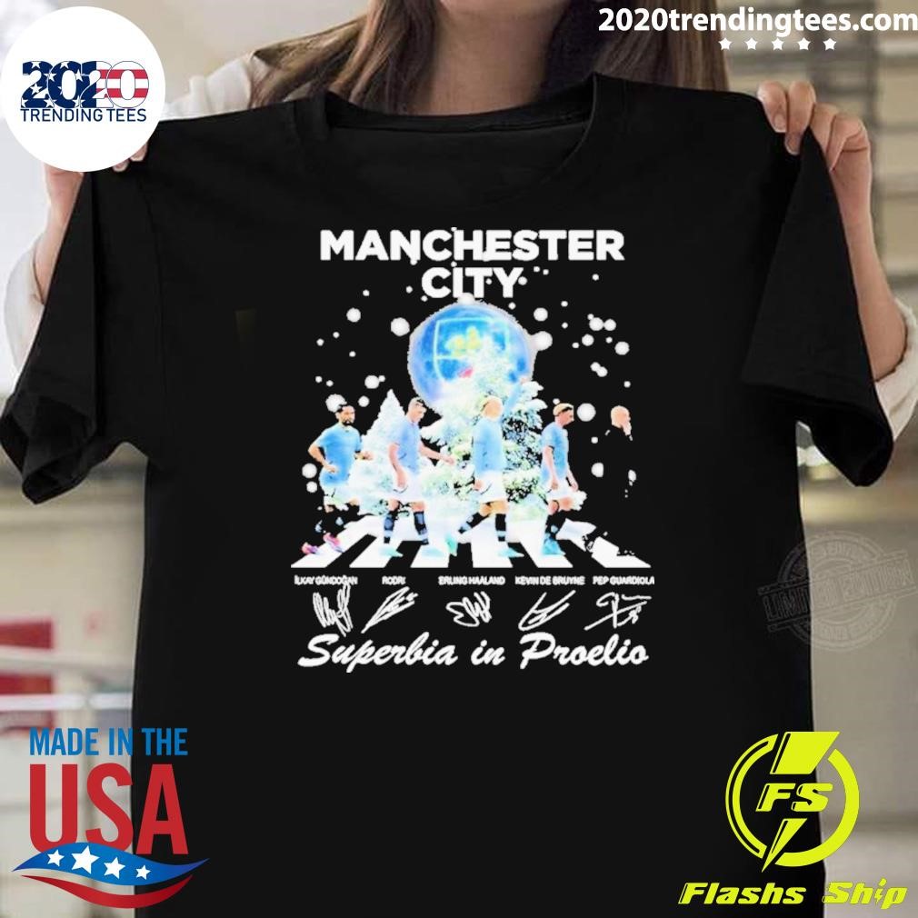 Nice Manchester City 2024 Christmas Superbia In Proelio All Or Nothing 2024 T-shirt