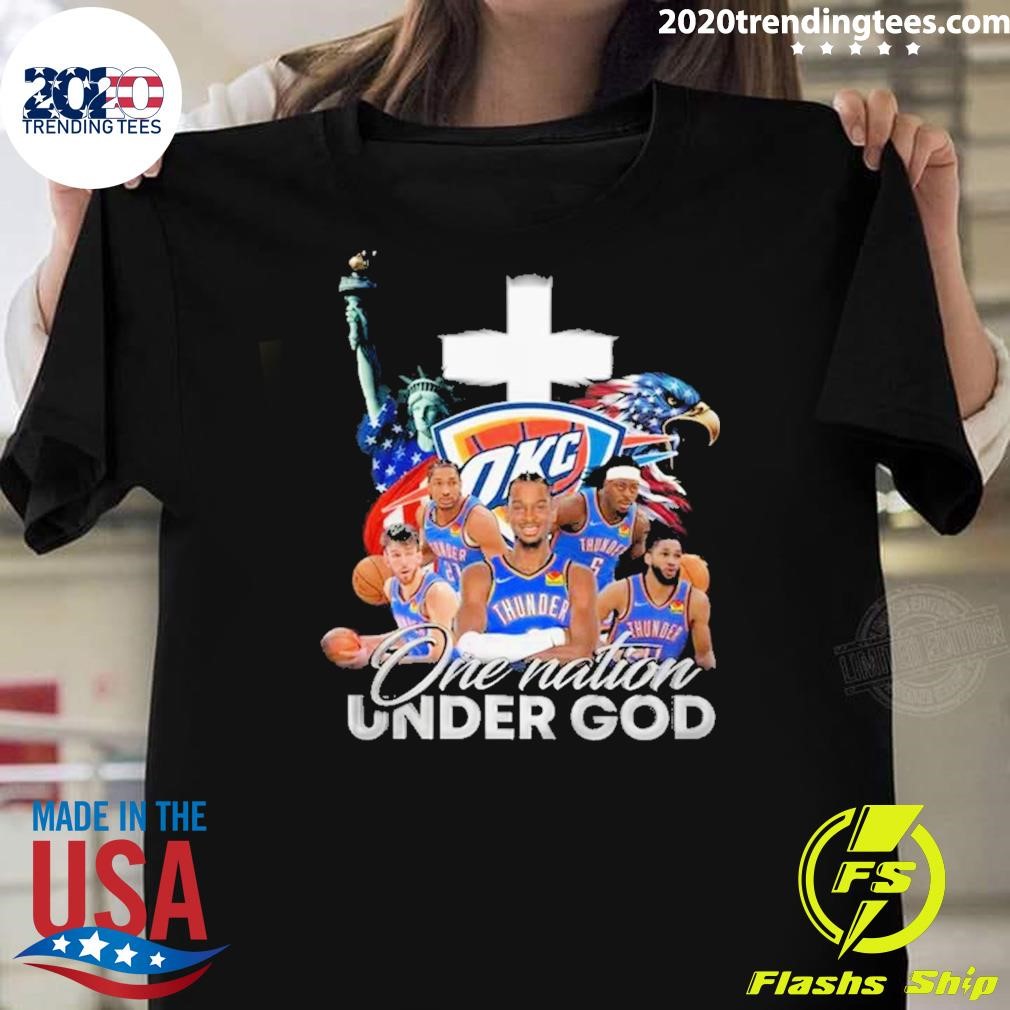 Nice NBA Oklahoma City Thunder One Nation Under God Vintage T-shirt