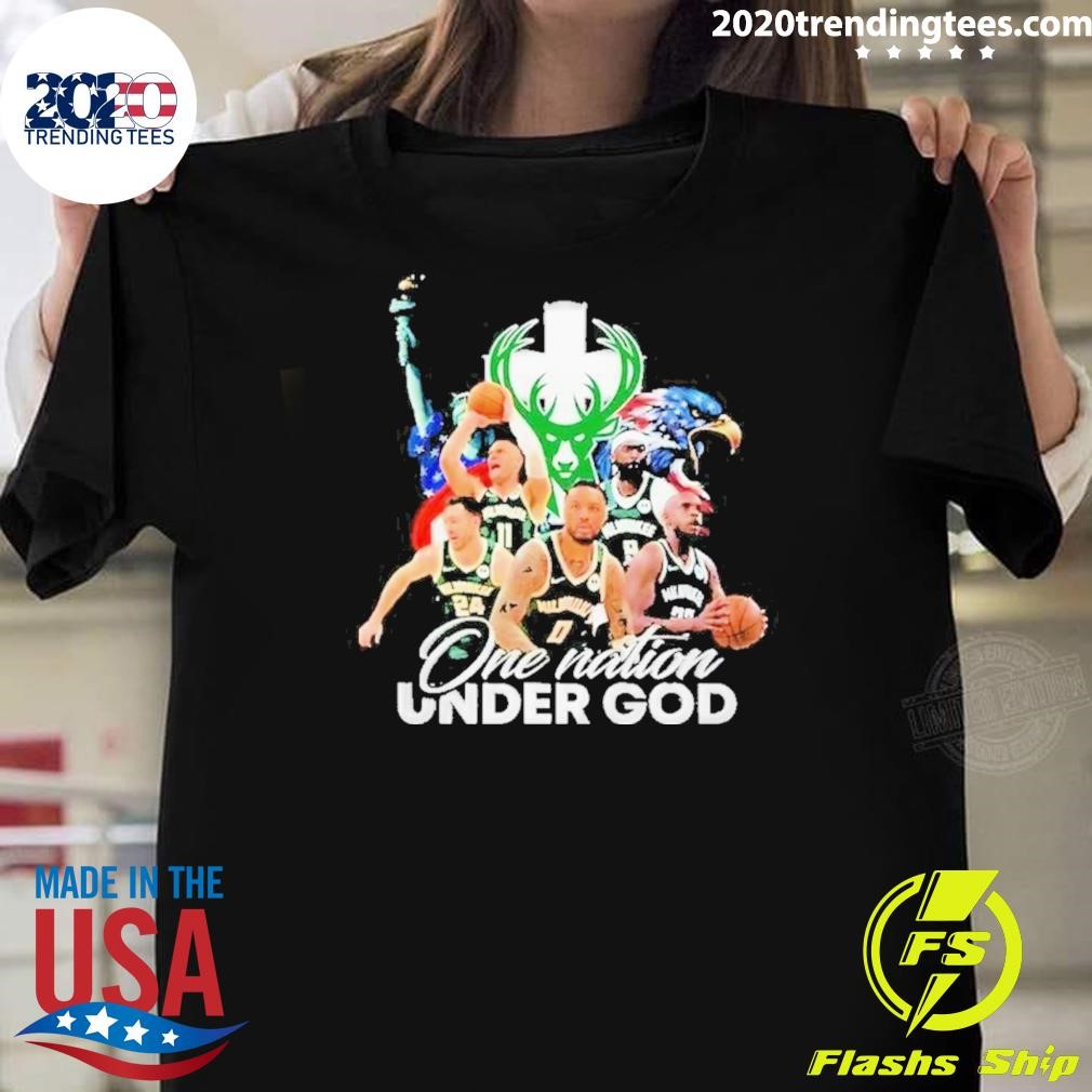 Nice Nba Milwaukee Bucks One Nation Under God 2024 T-Shirt