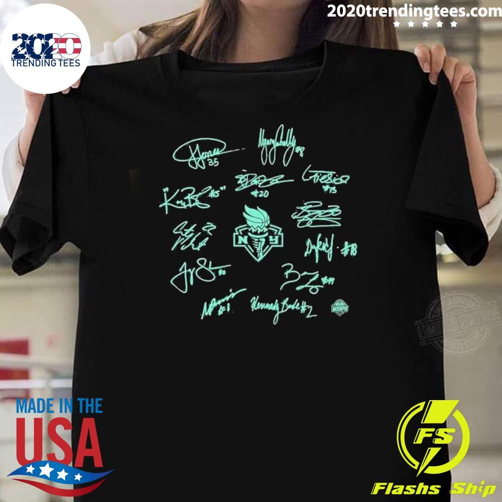 Nice New York Liberty 2024 Wnba Finals Champions History Made Roster Signatures T-shirt