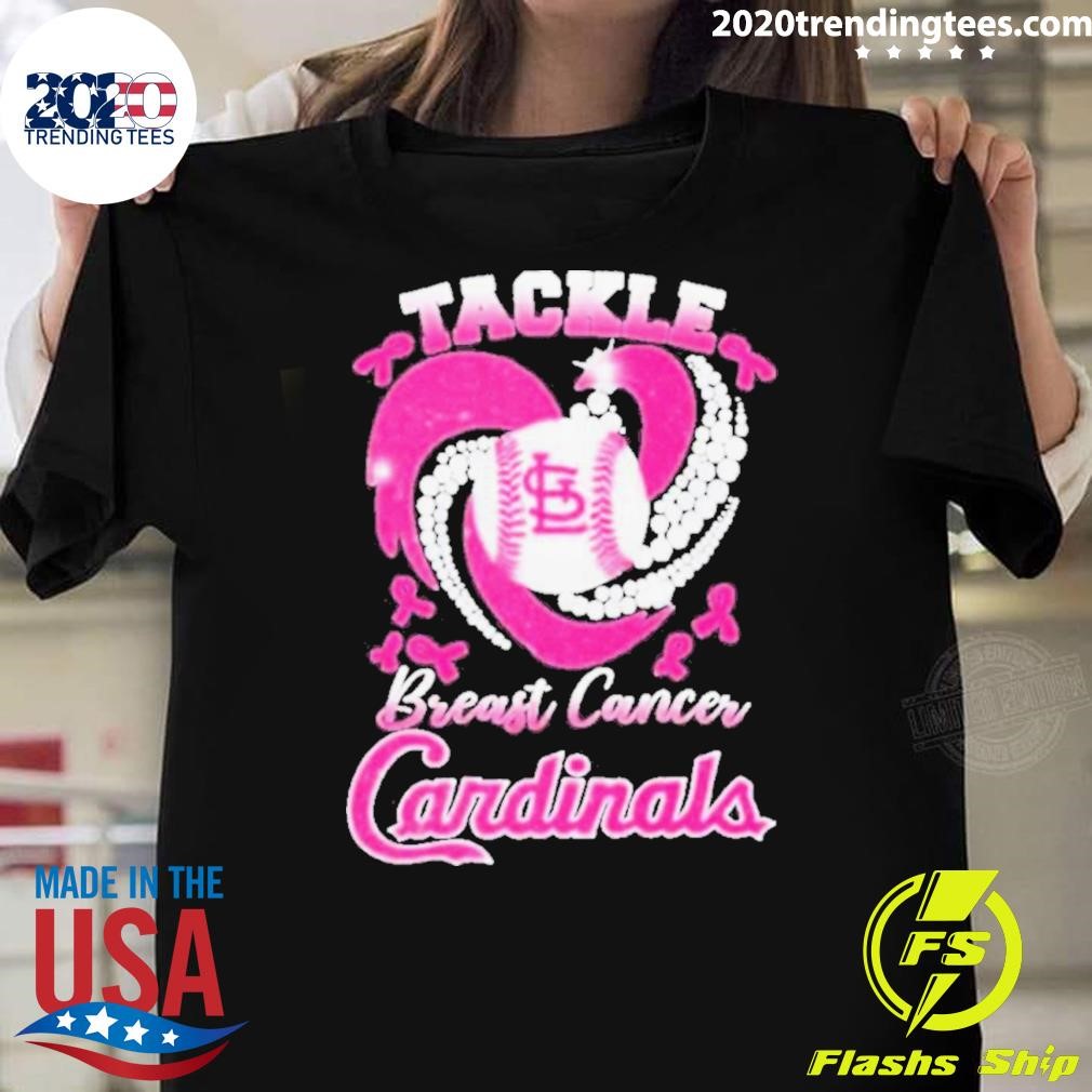 Nice St. Louis Cardinals Tackle Breast Cancer 2024 Heart T-Shirt