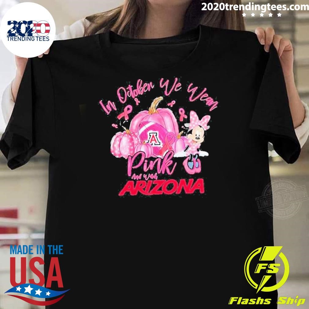 Official Arizona Wildcats Tide In October We Wear Pink and Watch Football 2024 T-shirt