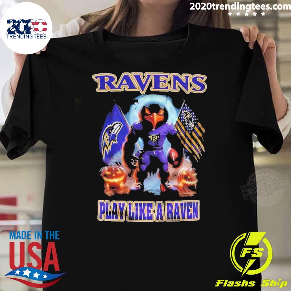 Official Baltimore Ravens Play Like A Raven Halloween T-shirt