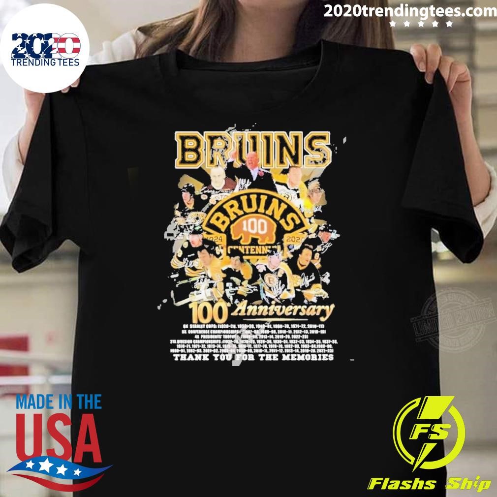 Official Boston Bruins 100th Anniversary 1924-2024 Thank You For The Memories T-shirt