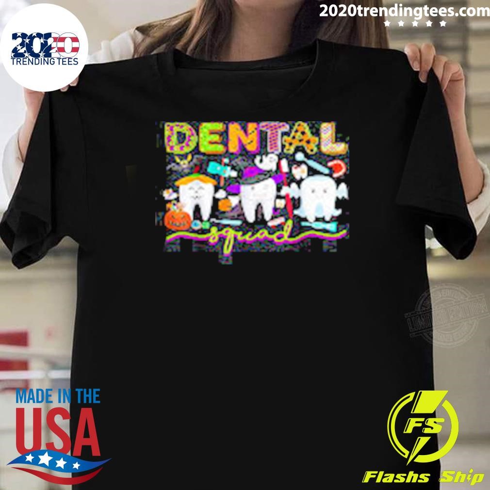 Official Dental Squad Dentist Witch Halloween Boos Crew Costume Tie Dye T-Shirt