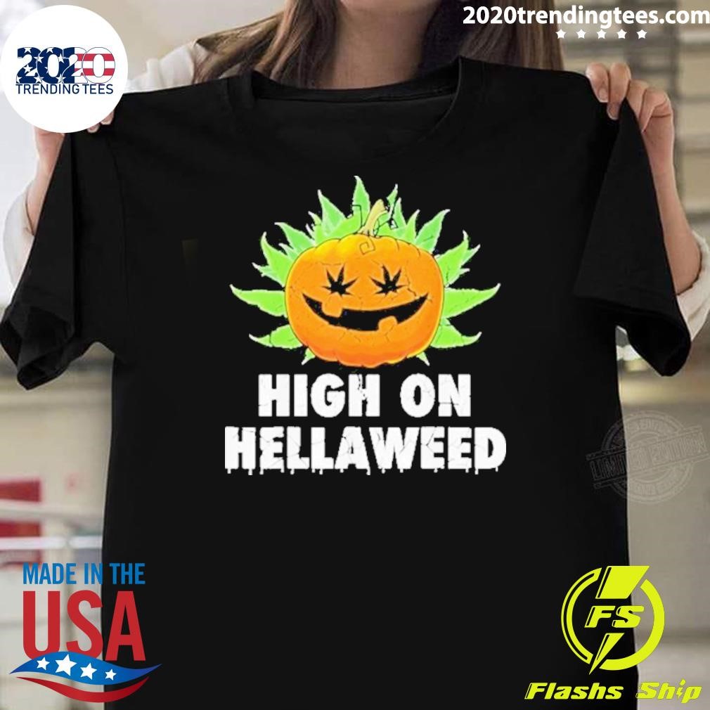 Official High On Halloween Halloween Weed Cannabis 2024 T-shirt