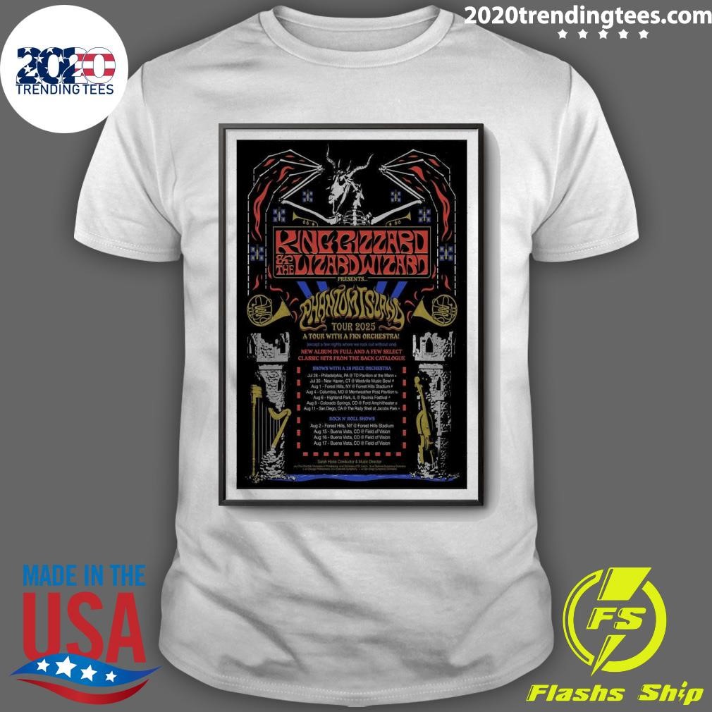 Official King Gizzard And The Lizard Wizard Phantom Island Tour USA 2025 Poster T-shirt