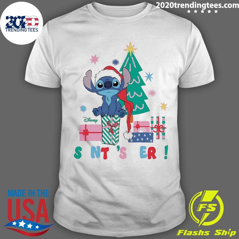 Official Lilo and Stitch Santa's Here Christmas Fitted T-shirt