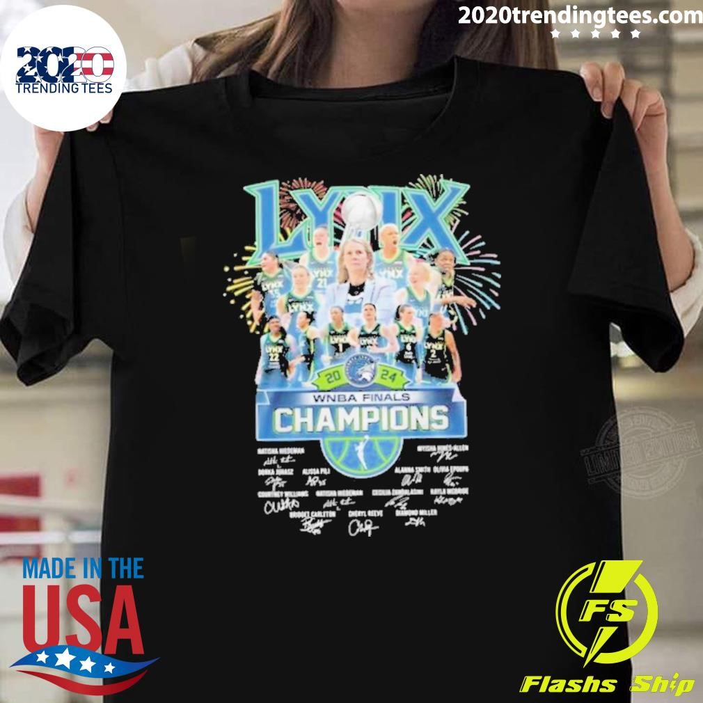 Official Minnesota Lynx 2024 Wnba Finals Champions Celebrating Signatures T-shirt