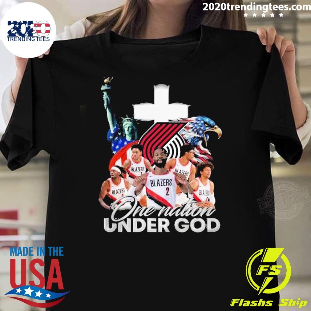 Official NBA Portland Trail Blazers Thunder One Nation Under God Vintage T-shirt