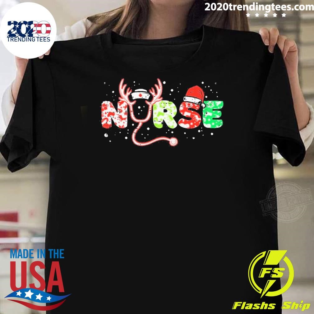 Official Nurse Christmas Stethoscope Nurses Xmas Scrub 2024 T-shirt