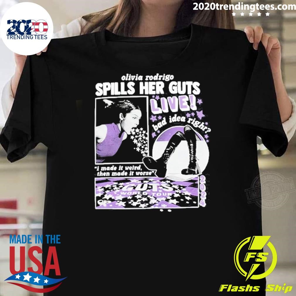 Official Olivia Rodrigo OR Spills Her GUTS Live 2024 T-Shirt