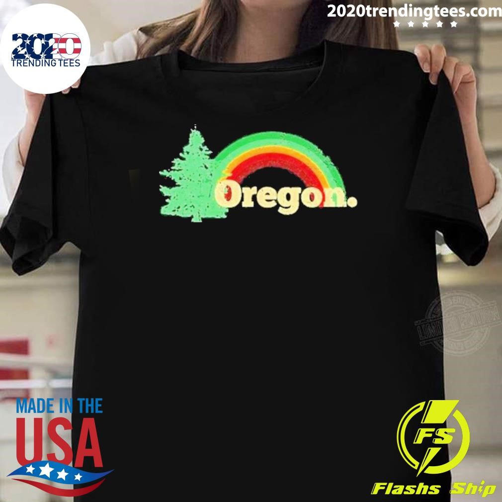 Official Oregon Throwback Rainbow Distressed 2024 T-shirt