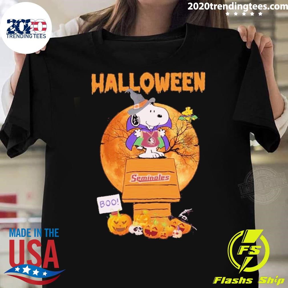 Official Peanuts Snoopy And Woodstock X Florida State Seminoles Boo Halloween 2024 T-shirt