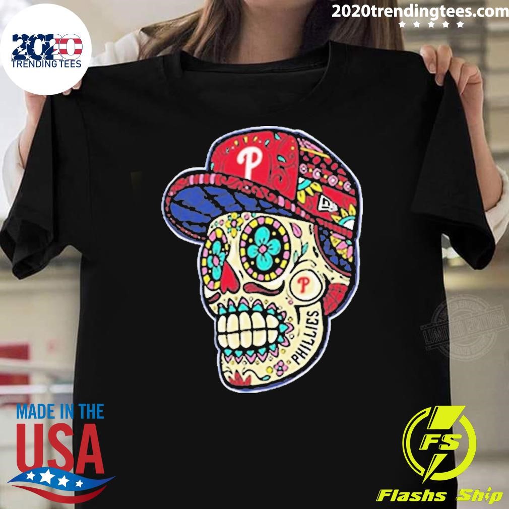 Official Philadelphia Phillies New Era Black Sugar Skulls 2024 T-shirt