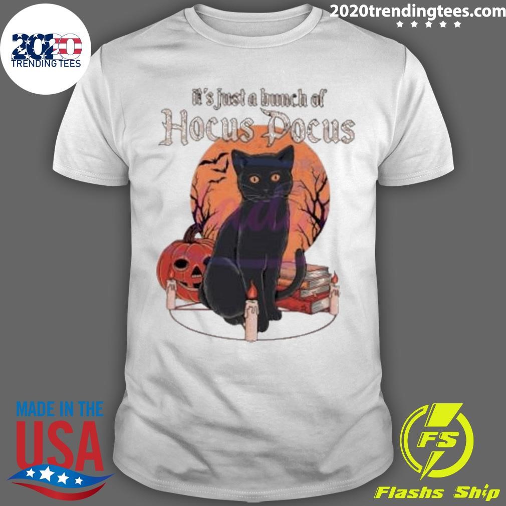 Official Retro Vintage Its Just A Bunch Of Hocus Pocus Black Cat 2024 T-shirt