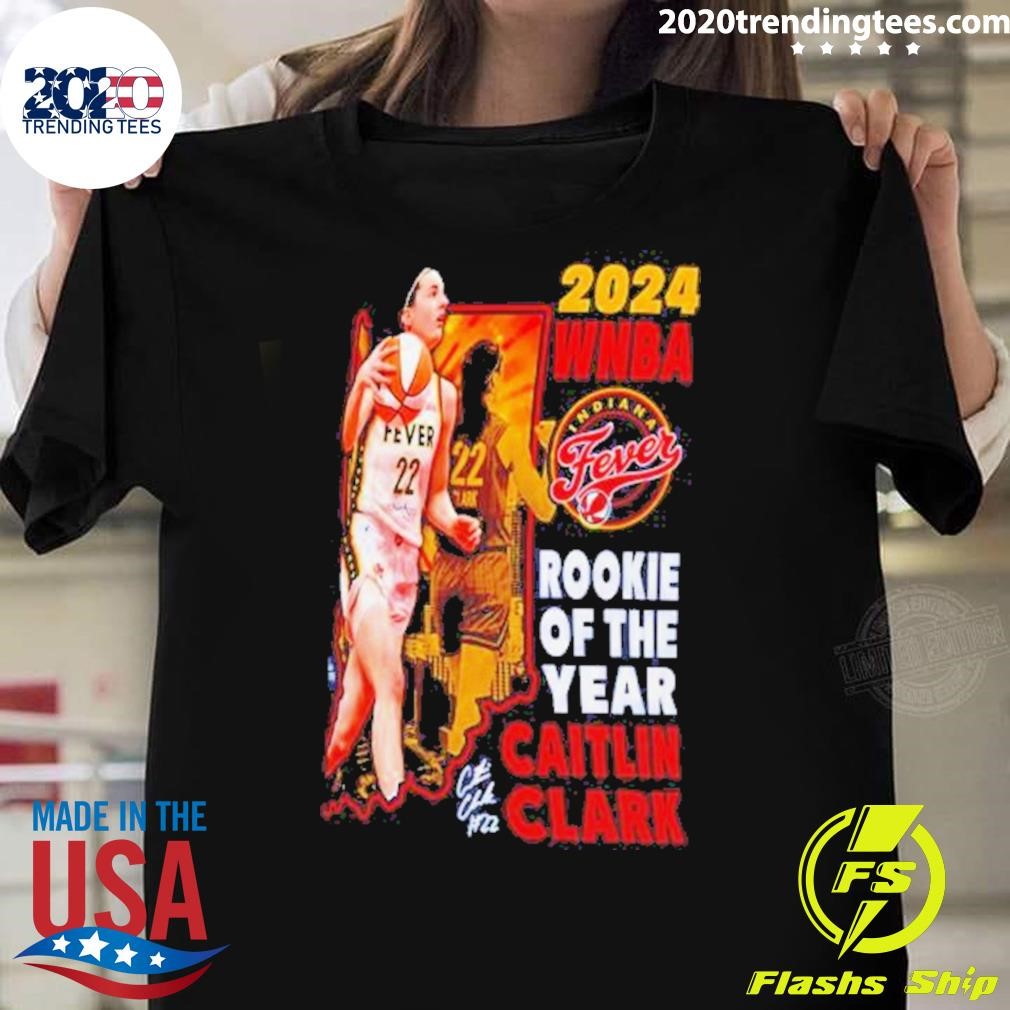 Official Rookie of the Year Caitlin Clark Indiana Fever Navy Blue 2024 T-shirt