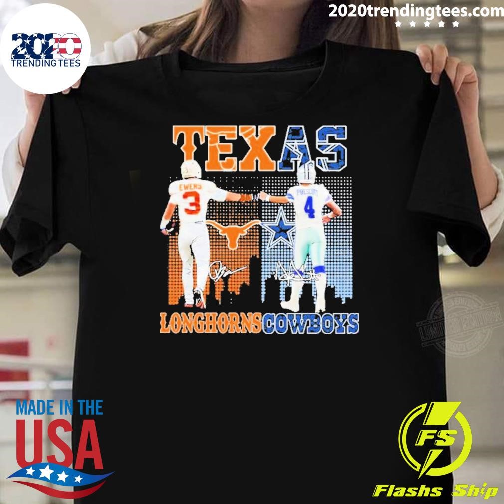 Official Sports Ewers Texas Longhorns X Prescott Dallas Cowboys 2024 T-shirt