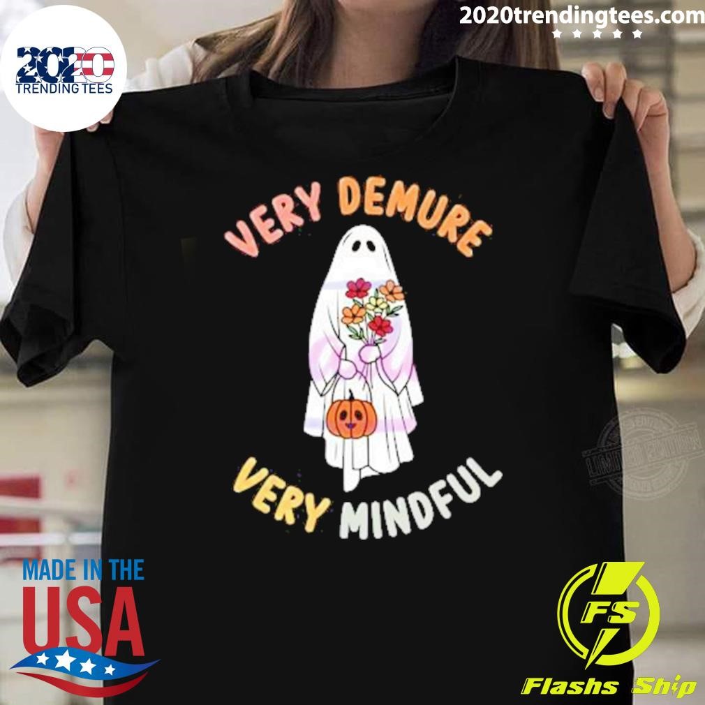 Official Very Demure Very Cutesy Halloween Floral Cute Ghost 2024 T-shirt