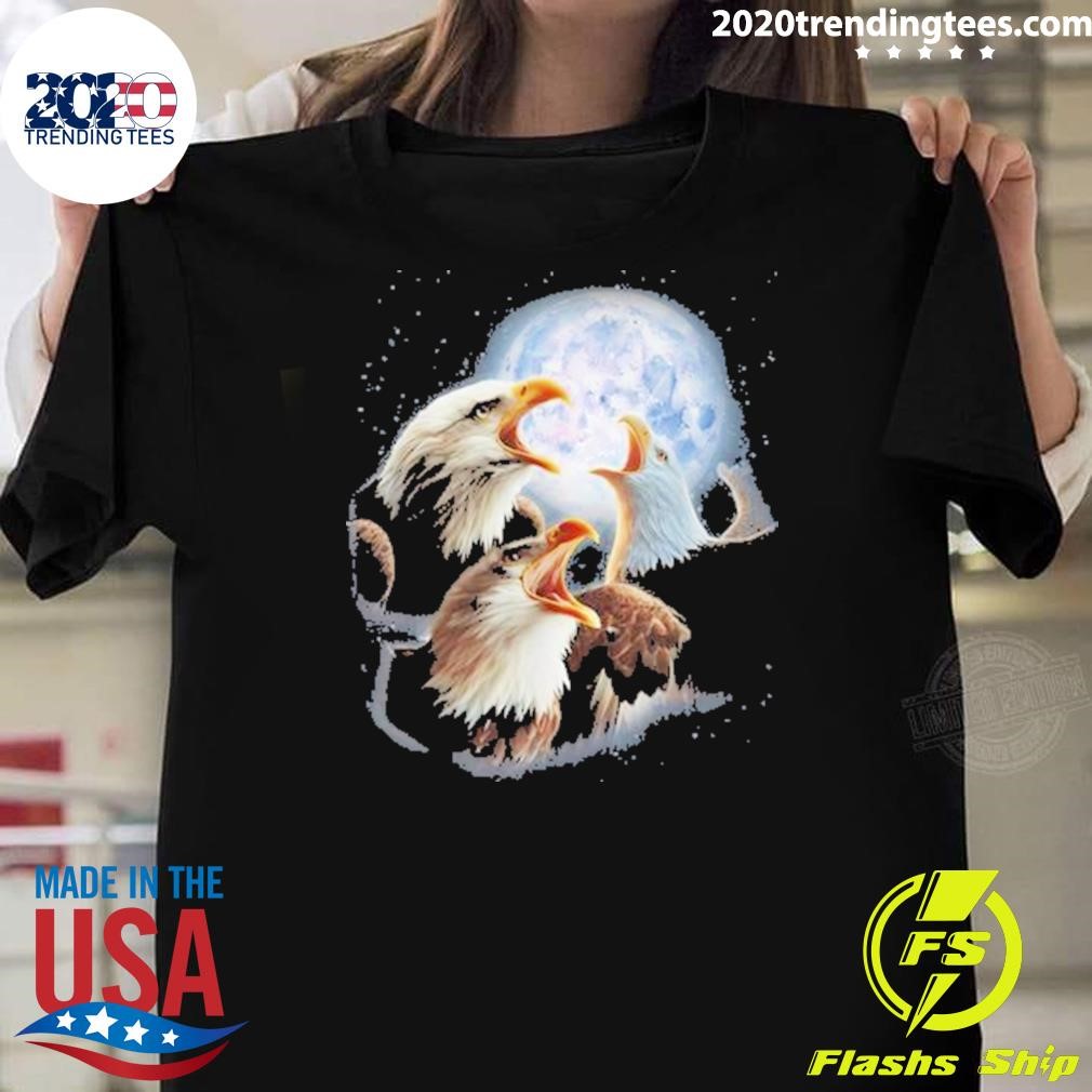 Original 3 Eagles Howling At The Moon Eagle Bird T-shirt