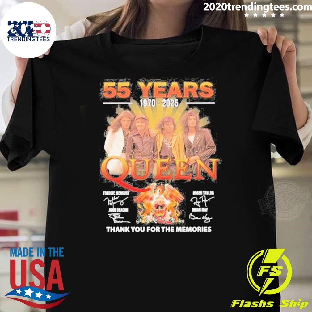 Original 55 Years 190-2025 Queen Band Thank You For The Memories Signatures T-shirt