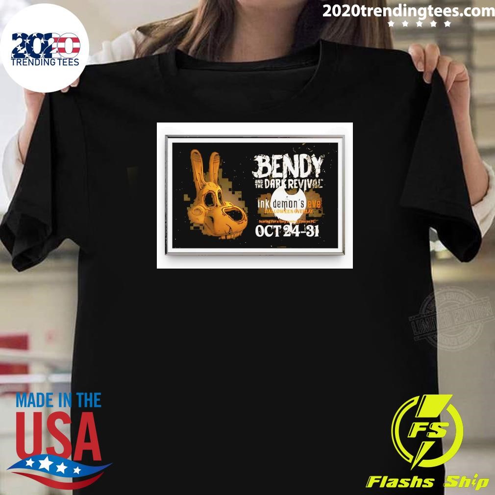 Original Bendy And The Dark Revival Eve Halloween Overlay Oct 24-31 2024 T-shirt