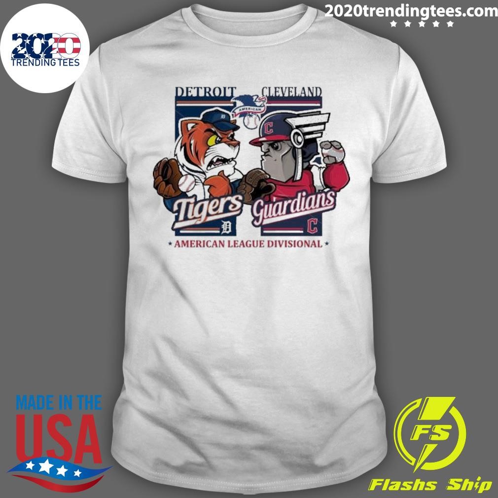 Original Detroit Tigers Vs Cleveland Guardians 2024 American League Division Mascot Matchup T-shirt