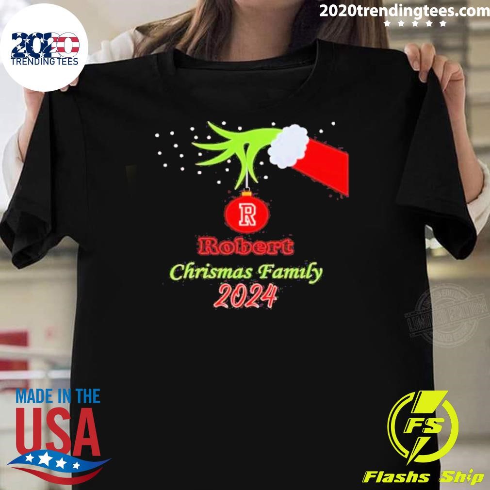 Original Hand grinch robert family Christmas 2024 T-shirt