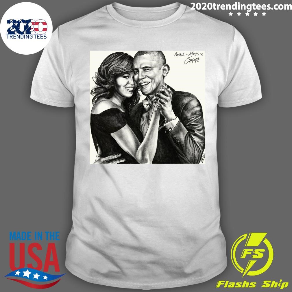 Original Happy Anniversary Barack Obama And Michelle Obama My Charcoal Drawing For You T-Shirt