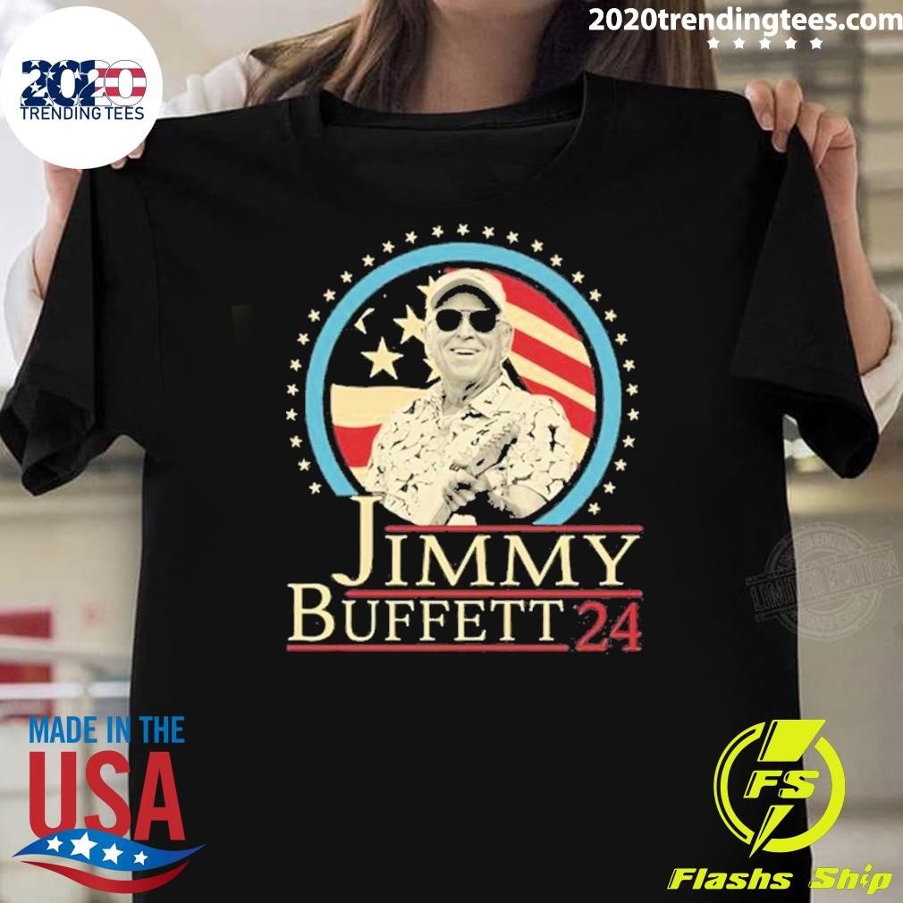 Original Jimmy Buffett '24 Fans Gift Graphics American Flag T-Shirt