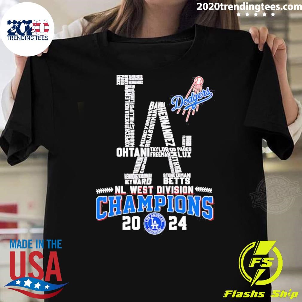 Original Los Angeles Dodgers Name Players 2024 NL West Division Champions T-Shirt