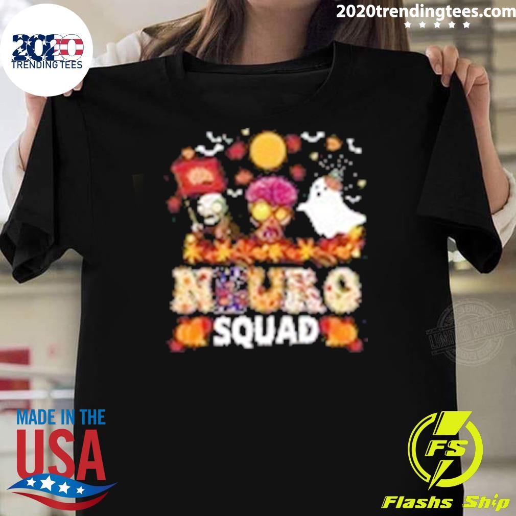 Original Neuro Squad Zombies Boo Brain Flag Halloween Spooky Season T-Shirt